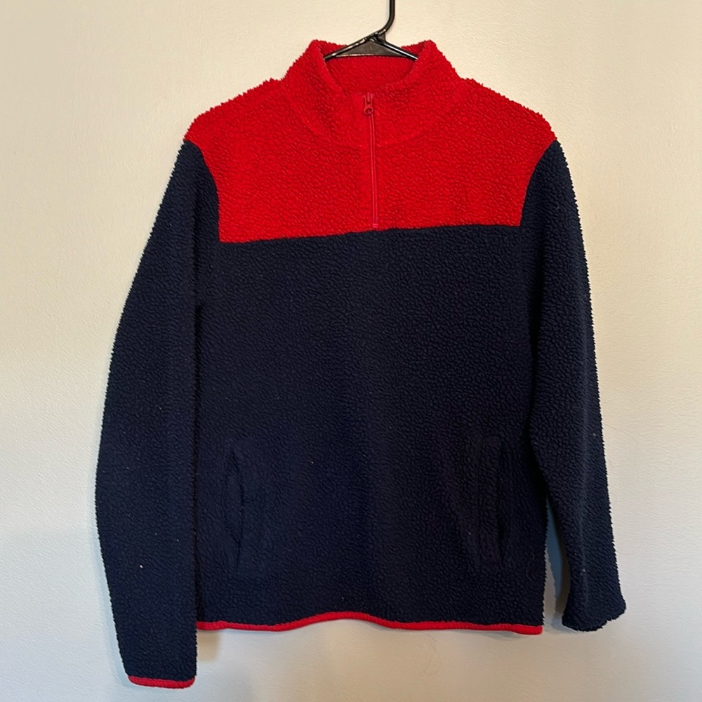 OLD NAVY warm red and blue quarter zip pullover SIZE MEDIUM